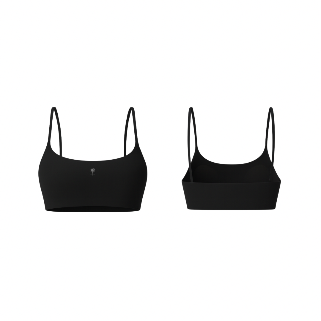 The Palm – FlexForm™ Bra in black. Minimalist seamless design with thin straps and a smooth second-skin fit.