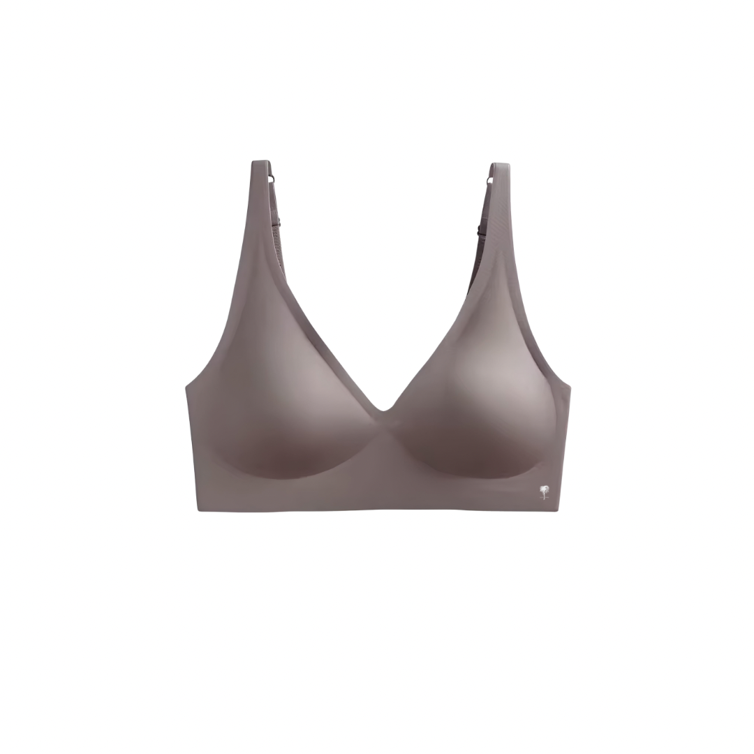 The Palm – SculptEase™ Bra Top in smoke purple. Seamless wireless bra top with sculpting support, thin mold cup and adjustable straps, designed for everyday comfort and a smooth silhouette.