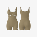 Classic Sand Beige BodyLine™ ribbed one-piece offering a minimalist, body-hugging fit and all-day comfort by The Palm.