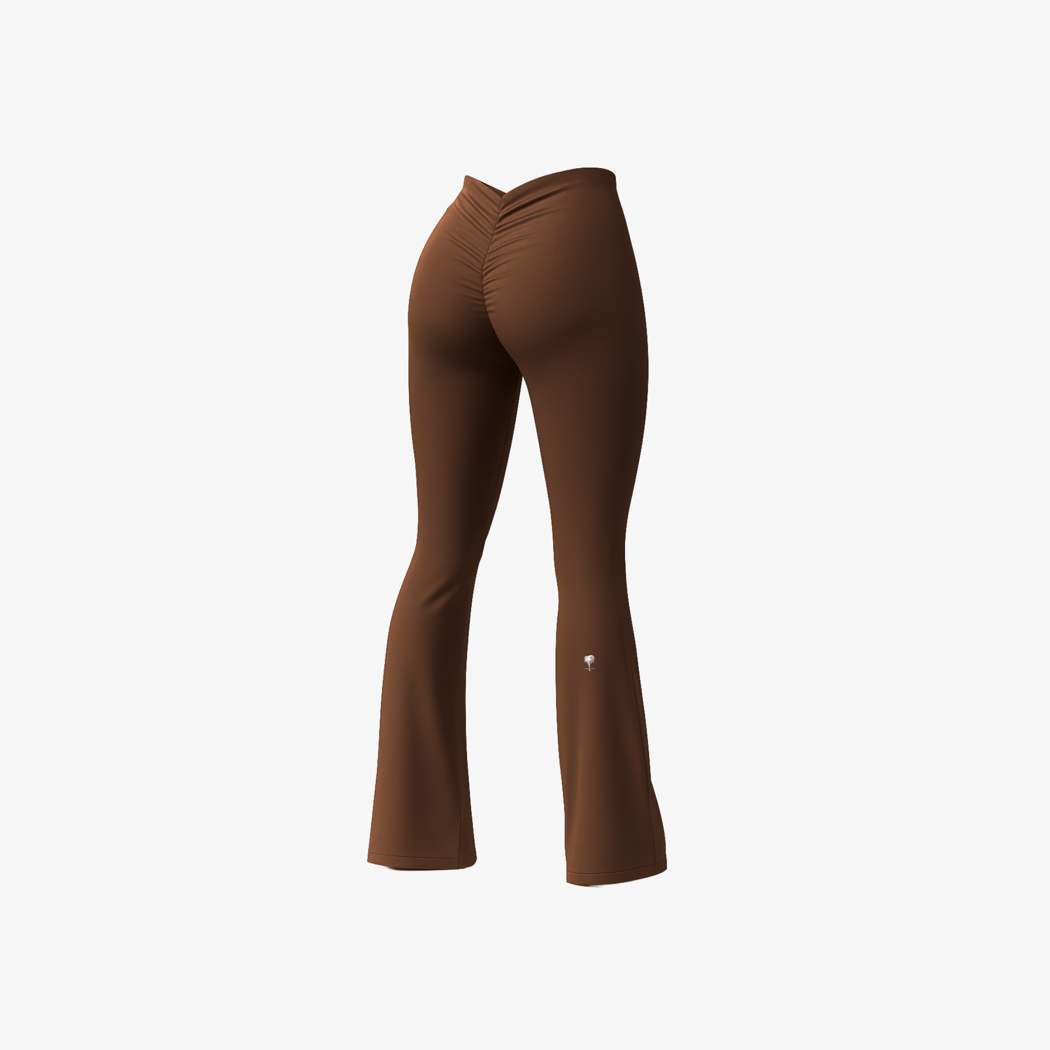 Classic Brown BootyForm™ flare leggings offering a refined sculpting fit and durable nylon-spandex stretch.