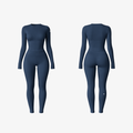 Navy CoreShape™ Long Sleeve Set shown from front and back on a white background
