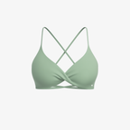 Olive CrossFlex™ seamless bra with a wrap-front silhouette and soft, breathable nylon-spandex blend.