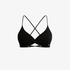 Sleek Black CrossFlex™ bra by The Palm, featuring a wrap-front design and delicate criss-cross straps for a second-skin fit.