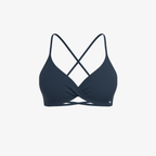 Dark Blue CrossFlex™ bra with elegant criss-cross back details, perfect for studio-to-street transitions.