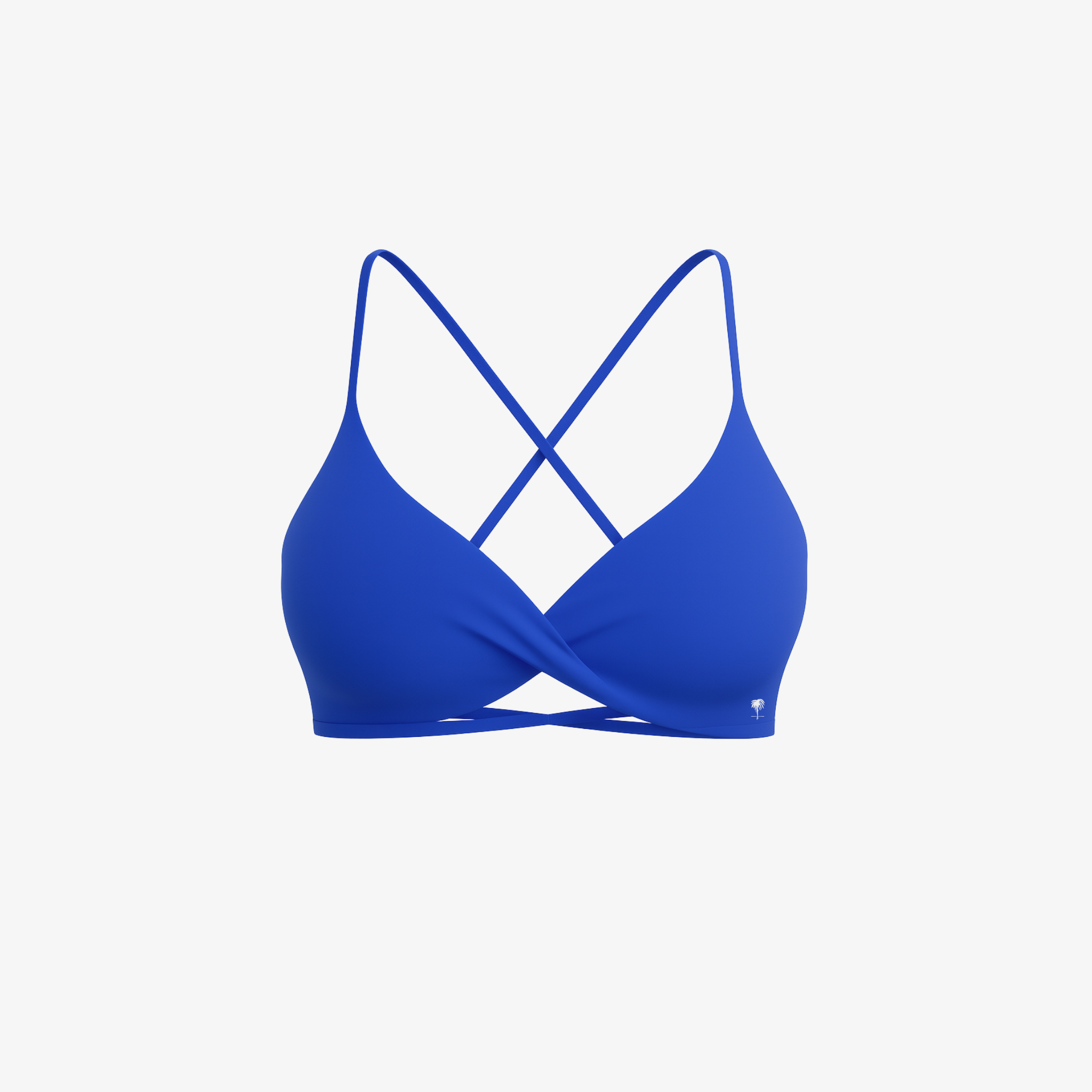 Vibrant Electric Ocean CrossFlex™ wrap-front bra, featuring high-performance stretch and weightless comfort.