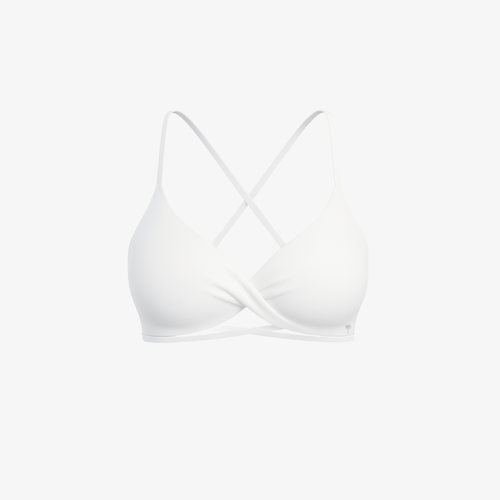 Minimalist White CrossFlex™ wire-free bra with removable pads and a clean, breathable silhouette.