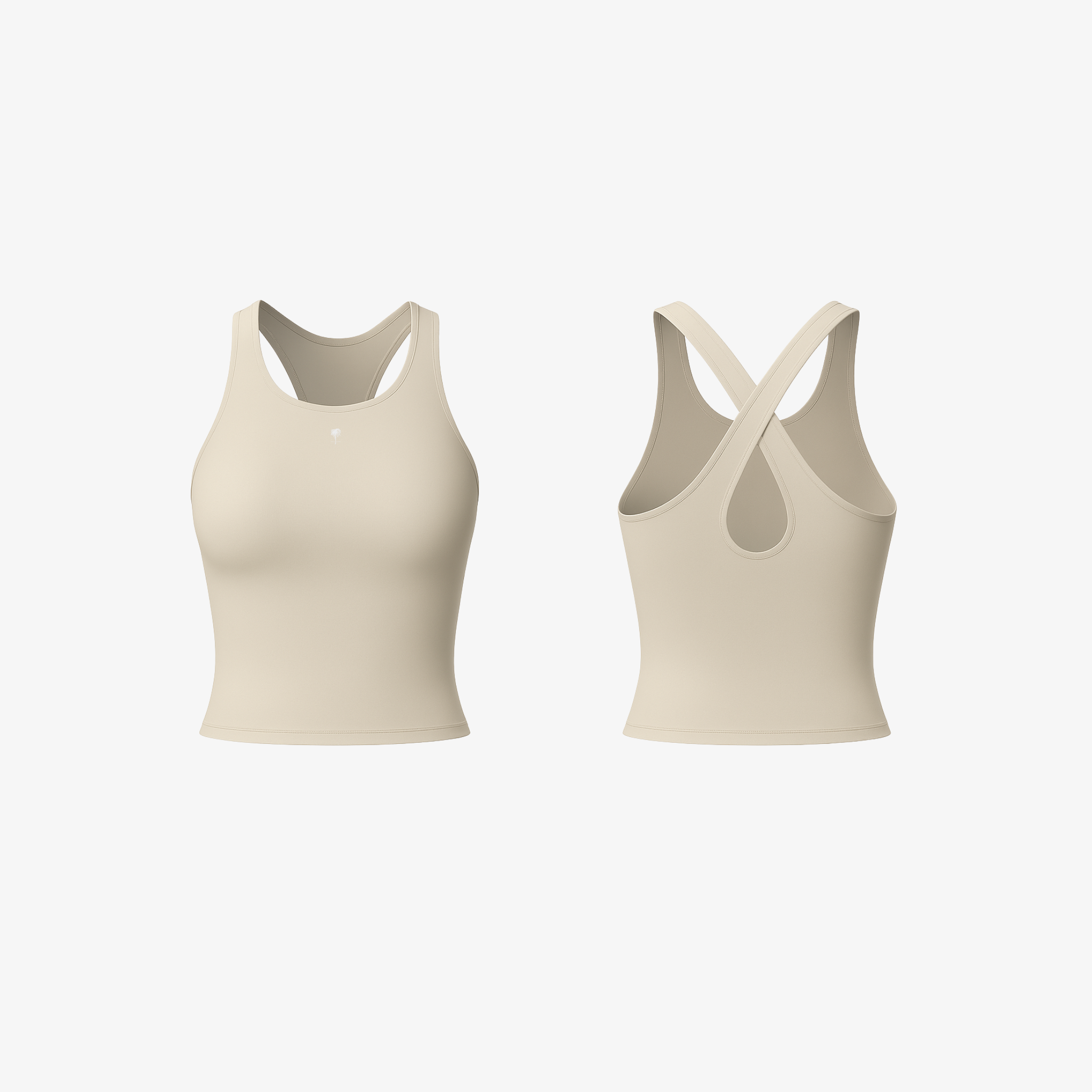 Soft Sent Beige CrossForm™ sculpting tank, offering a flattering fit and effortless stretch for layering and lounging.