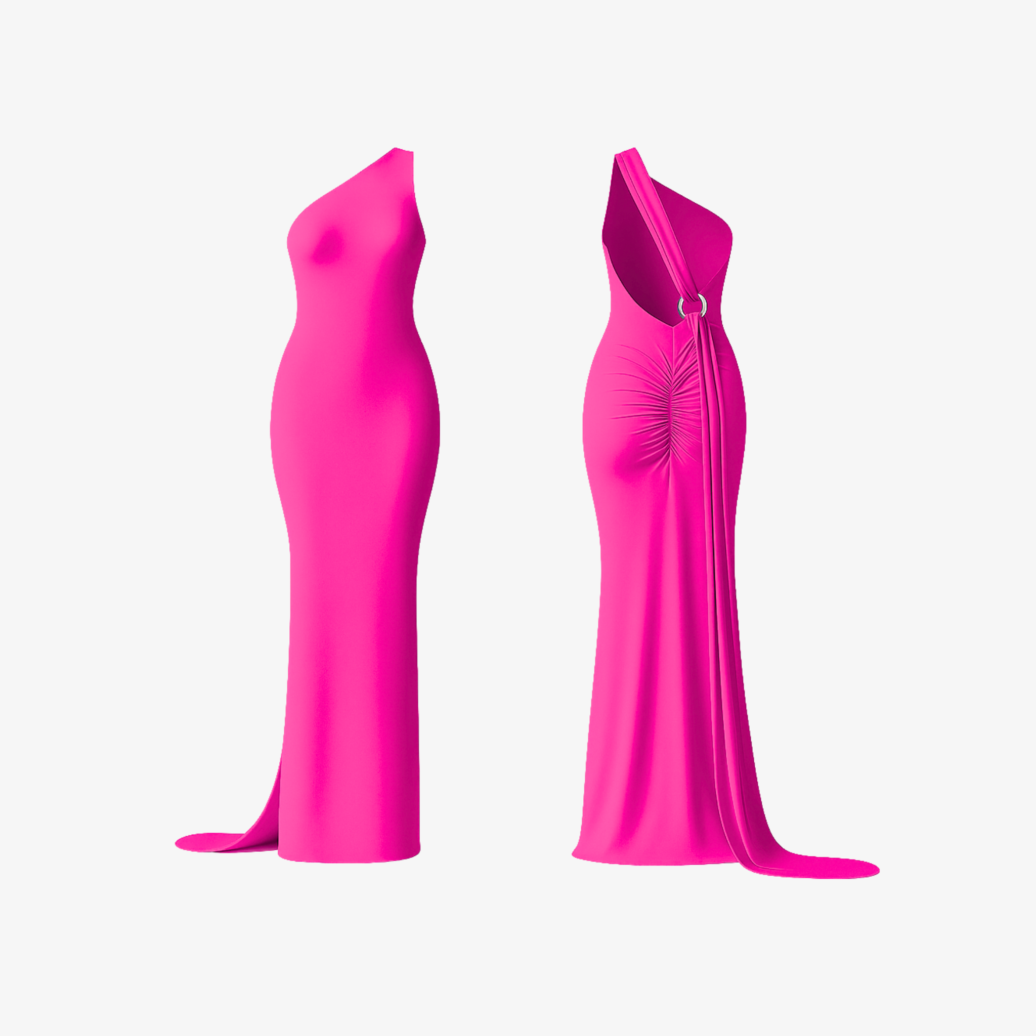 Playful yet chic Hot Pink CurveLuxe™ dress, featuring a soft-touch texture and a flawless, body-contouring silhouette.