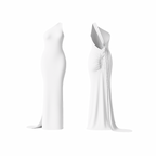 CurveLuxe™ Dress in vibrant white  — one-shoulder maxi dress with sculpting fit, side drape, and ruched detailing at the back, designed to accentuate feminine curves with effortless sophistication.