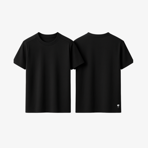 Sleek Jet Black EasyFit™ shirt by The Palm, featuring ultra-soft stretch jersey and a relaxed, breathable drape.