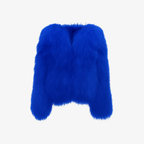 Rich Deep Blue FurMuse™ jacket by The Palm, crafted with a silky lining and a modern, body-skimming silhouette.