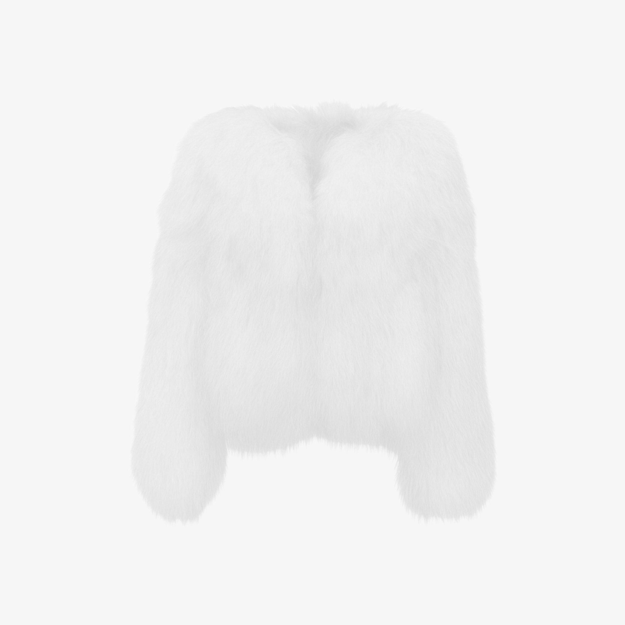 Elegant White FurMuse™ faux fur coat with a soft structured silhouette and weightless, luxurious warmth.