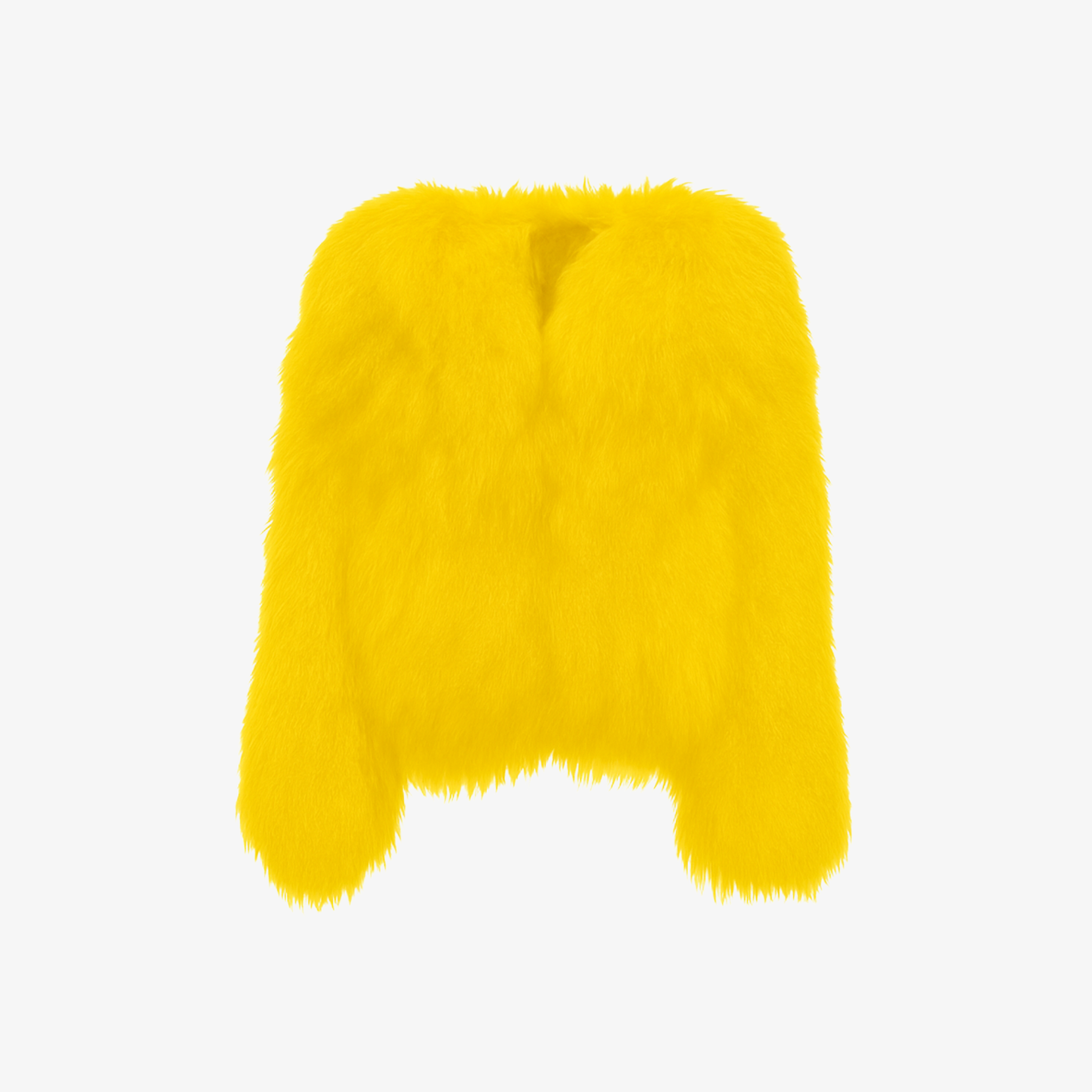 Sunny Yellow FurMuse™ jacket featuring a soft, structured fit and high-end faux fur for a cheerful yet elegant look.