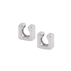 Pair of minimalist geometric silver ear cuffs with a sculpted square-edge design, photographed on a white background — sleek and modern in The Palm aesthetic.