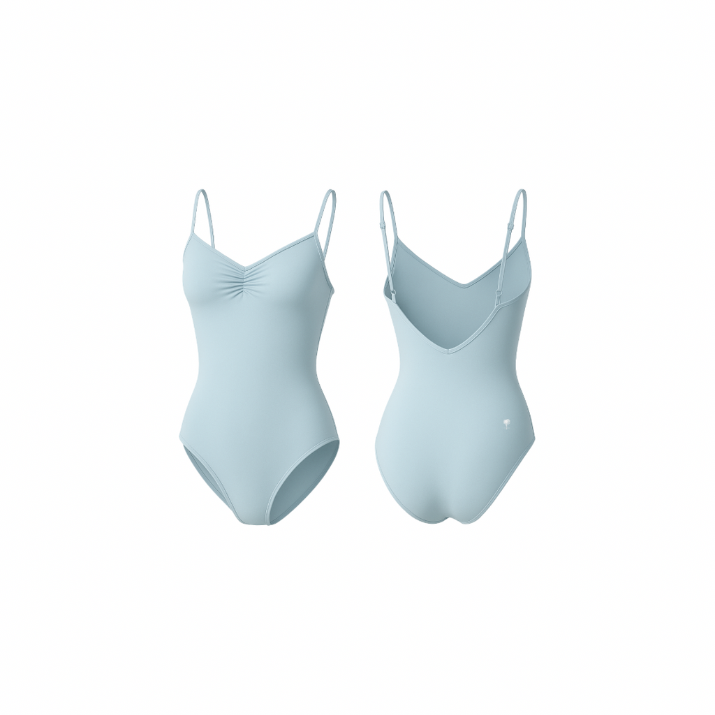 Seamless aqua cloud sculpting body with a clean silhouette and smooth finish, shown from front and back on a white background.
