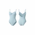 Seamless aqua cloud sculpting body with a clean silhouette and smooth finish, shown from front and back on a white background.