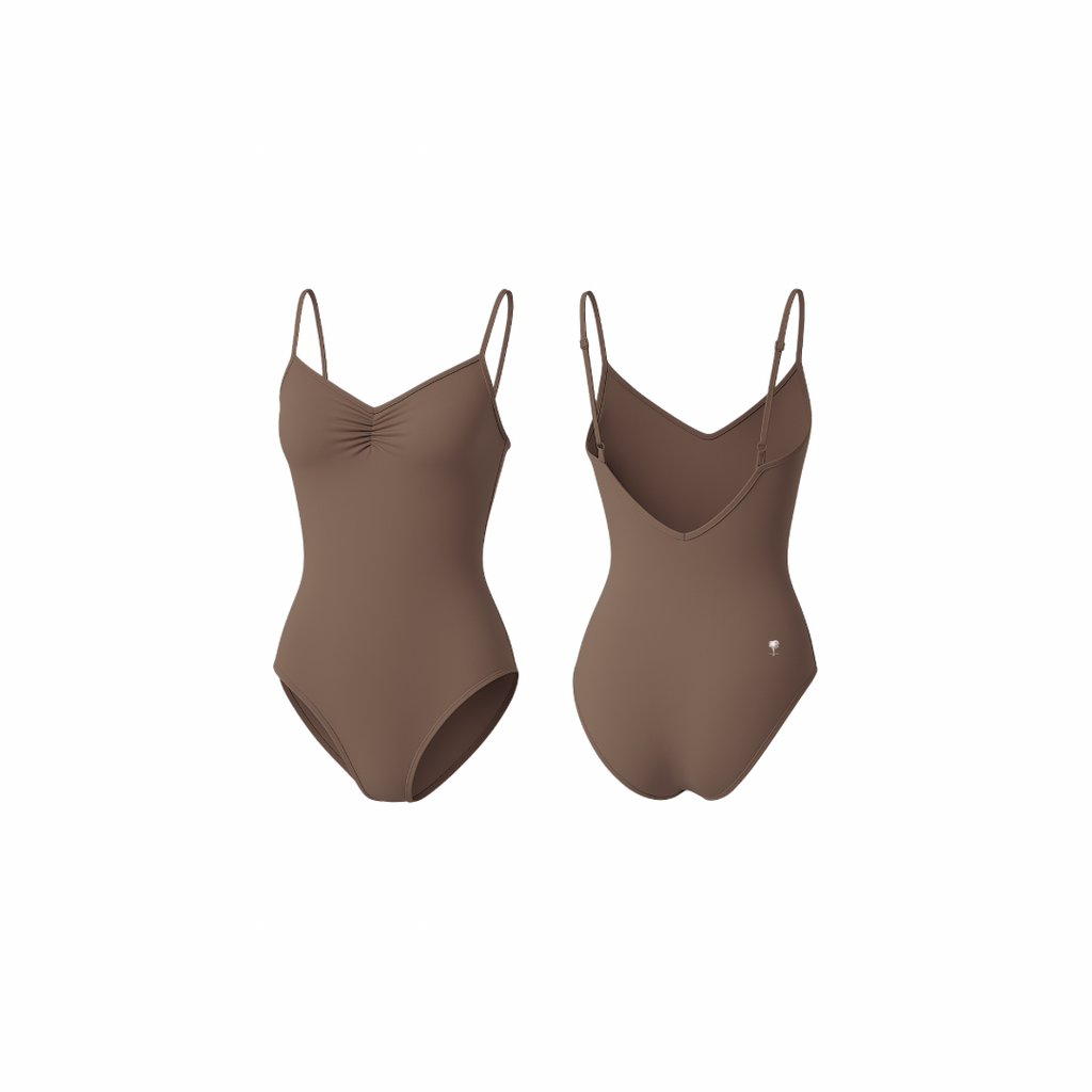 Seamless brown sculpting body with a clean silhouette and smooth finish, shown from front and back on a white background.