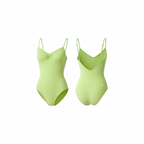 Seamless lime glow sculpting body with a clean silhouette and smooth finish, shown from front and back on a white background.