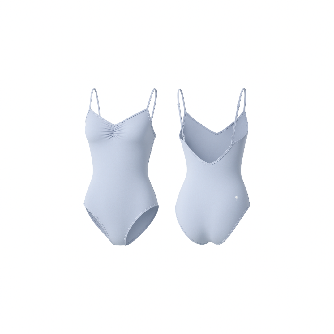 Seamless silver mist sculpting body with a clean silhouette and smooth finish, shown from front and back on a white background.