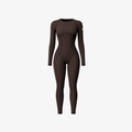 Brown SculptAura™ onepiece crafted from fluid stretch fabric for effortless movement.