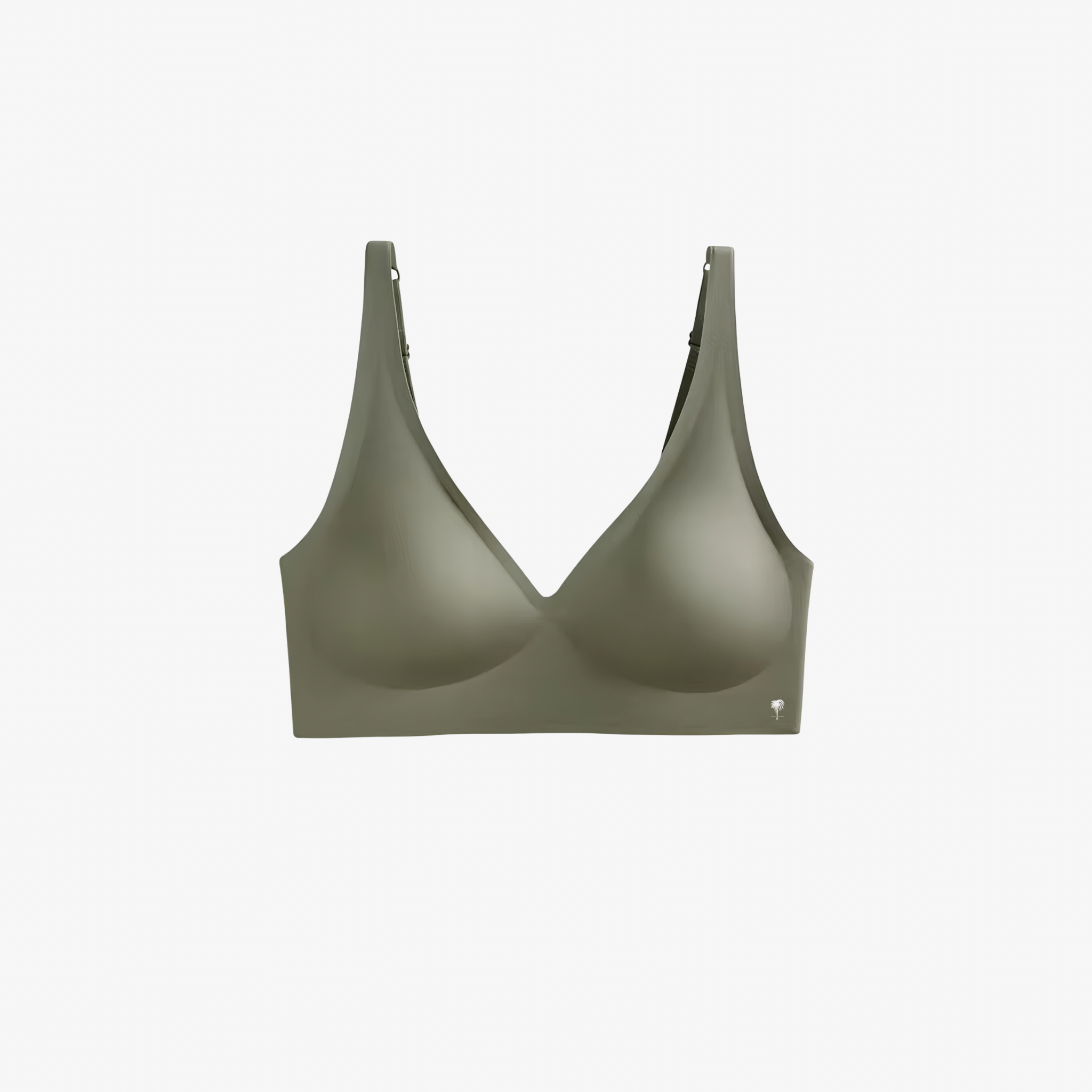 Deep Green Forest SculptEase™ bra top featuring a seamless design and breathable, sculpting support by The Palm.