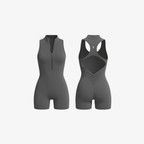 Neutral Stone Sculpt SculptZip™ one-piece with a seamless, supportive fit and functional front zipper design.
