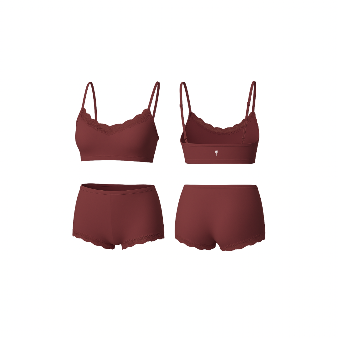 Seamless loungewear set featuring a soft cropped top and matching high-waist shorts, shown from front and back on a white background.