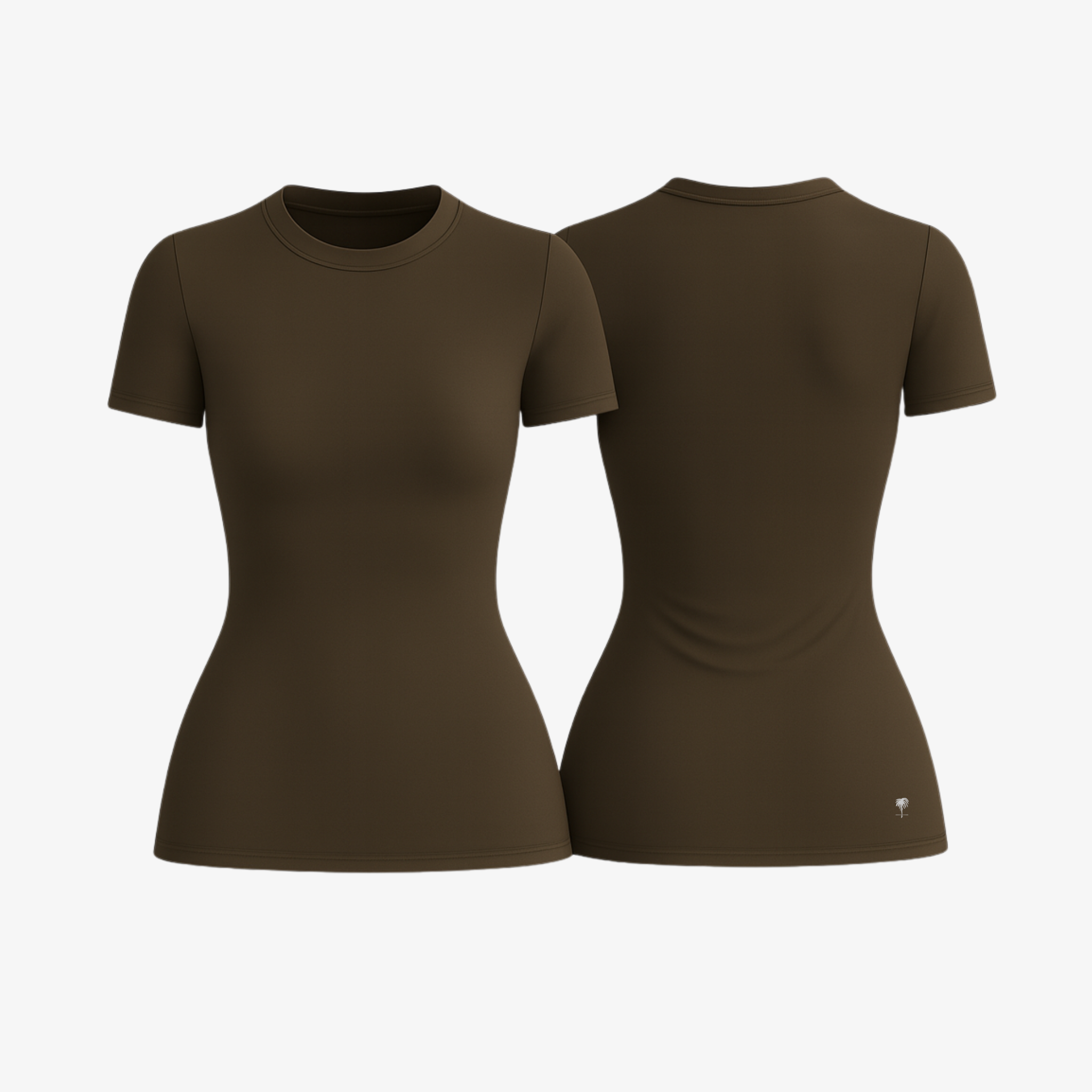Earthy Brown SoftForm™ fitted tee by The Palm, crafted with a smooth silhouette and second-skin breathable cotton.