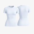 Serene Sky Blue SoftForm™ fitted tee offering gentle body-smoothing and lightweight comfort for studio or street.
