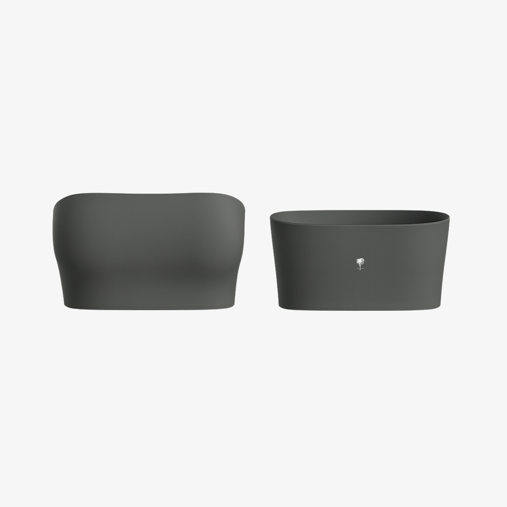 Muted Grey SoftSculpt™ strapless bra by The Palm, featuring a sculpting second-skin fit and secure, wire-free support.