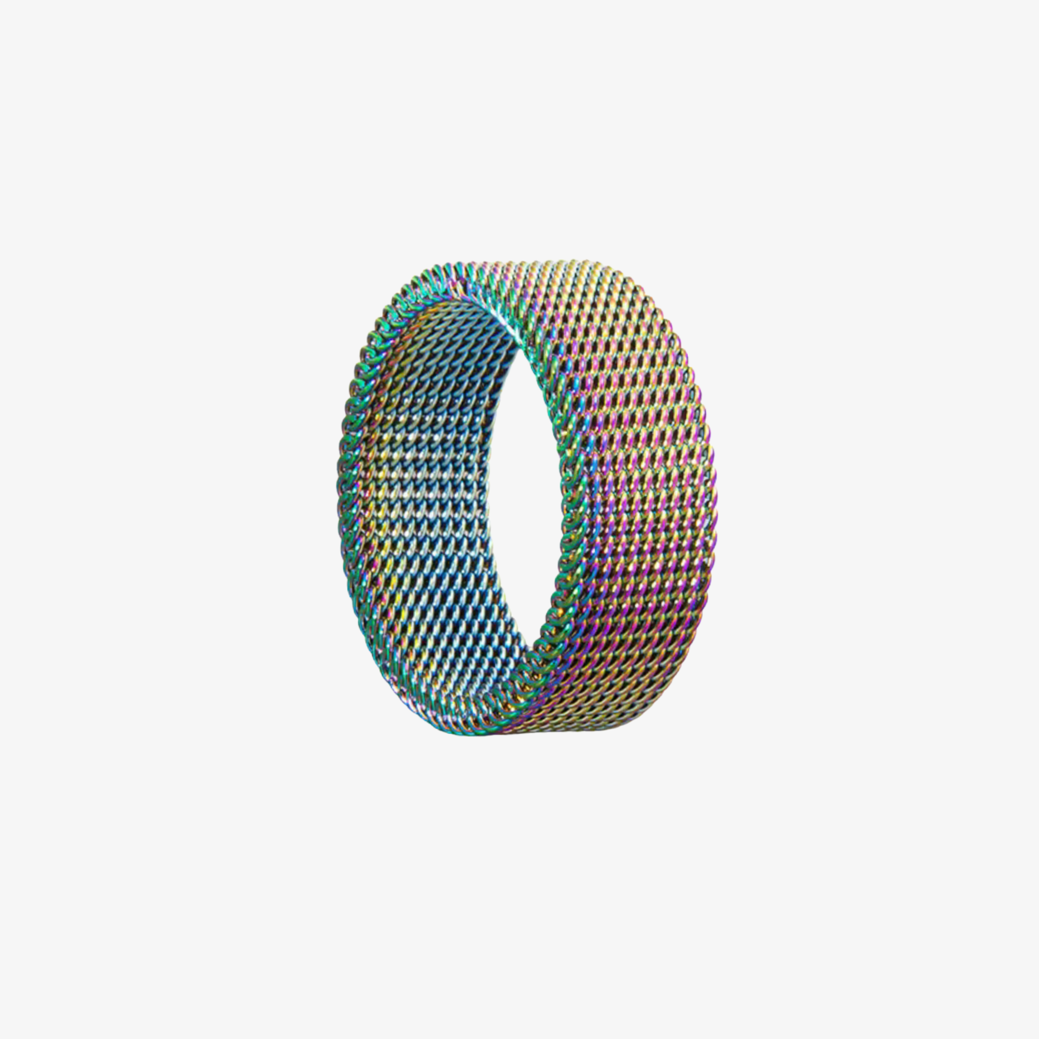 Modern Iridescent SteelWeave™ ring with a multi-tonal finish and unique mesh-inspired texture by The Palm.