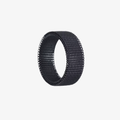 Sleek Jet Black SteelWeave™ ring by The Palm, featuring a unique mesh-inspired weave and bold architectural look.