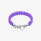 The Palm Lavender braided nylon rope dog collar with durable zinc alloy chain and D-ring for medium and large dogs on a white background