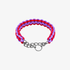 The Palm TwistRope™ braided dog collar in Bubblegum Pink with durable nylon rope, heavy-duty steel slip chain, and adjustable fit for medium and large dogs.