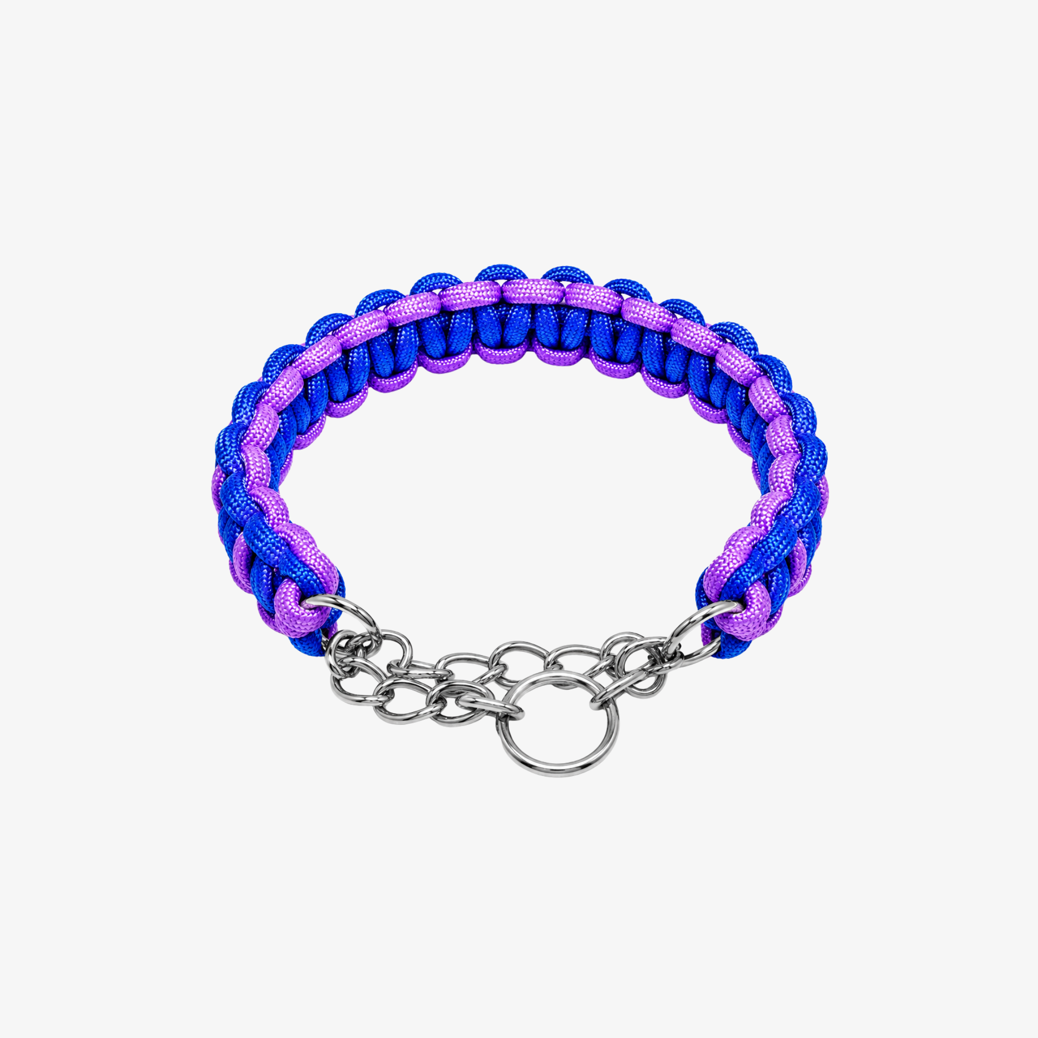 The Palm TwistRope™ braided dog collar in Electric Violet with durable nylon rope, heavy-duty steel slip chain, and adjustable fit for medium and large dogs.