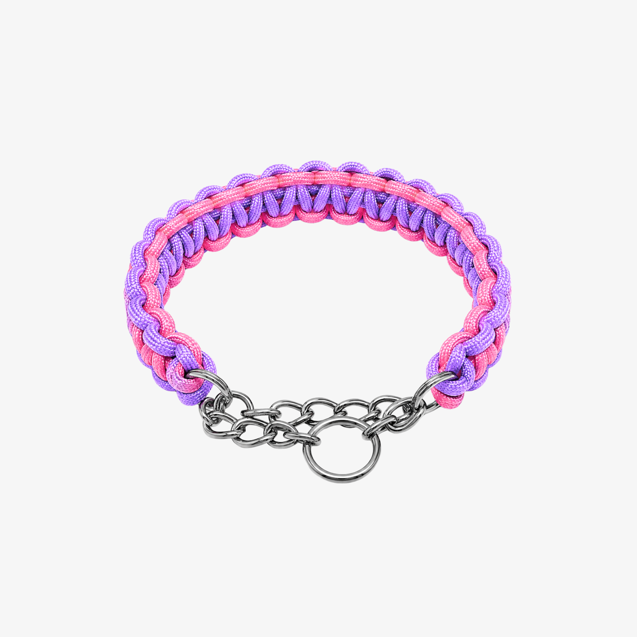 The Palm TwistRope™ braided dog collar in Lavender with durable nylon rope, heavy-duty steel slip chain, and adjustable fit for medium and large dogs.