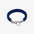 The Palm TwistRope™ braided dog collar in Royal Blue with durable nylon rope, heavy-duty steel slip chain, and adjustable fit for medium and large dogs.