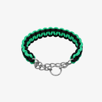 The Palm TwistRope™ braided dog collar in Sage Green with durable nylon rope, heavy-duty steel slip chain, and adjustable fit for medium and large dogs.