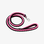 The Palm TwistRope™ two-tone braided rope dog leash in Black and Bubblegum Pink with durable nylon rope, heavy-duty metal swivel clip, and comfortable hand loop for medium and large dogs.
