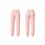 Minimalist blush-pink joggers with a sculpting high-rise fit and tapered ankle design — crafted for effortless comfort and everyday elegance.
