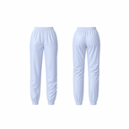 Minimalist ice blue joggers with a sculpting high-rise fit and tapered ankle design — crafted for effortless comfort and everyday elegance.