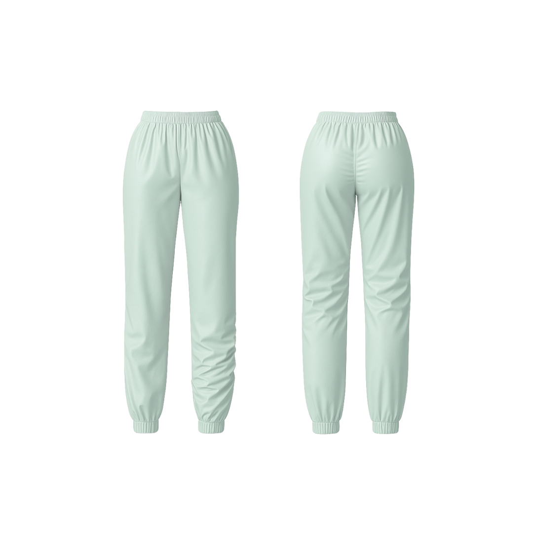 Minimalist mint cloud joggers with a sculpting high-rise fit and tapered ankle design — crafted for effortless comfort and everyday elegance.