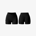 Jet Black V-Waist™ sculpting shorts shown from front and back views