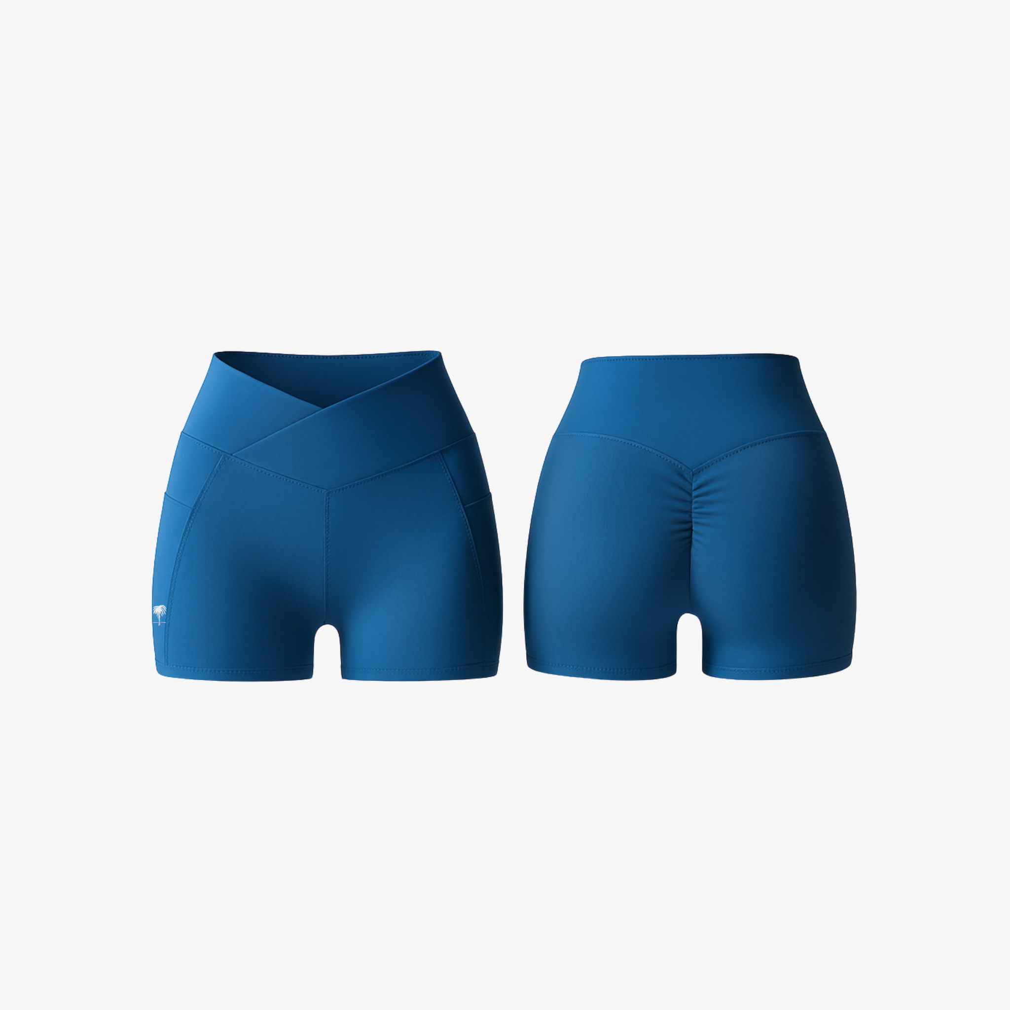 Light Sky Blue V-Waist™ shorts designed to define the waist and enhance curves
