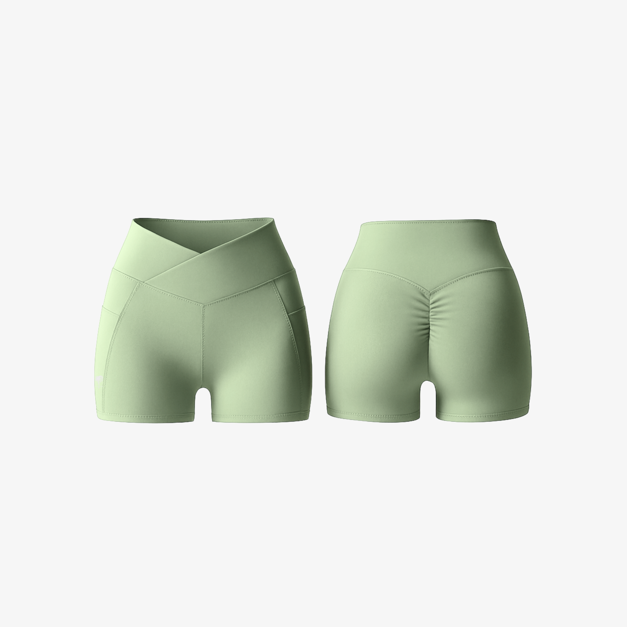 Mint Green V-Waist™ fitness shorts made from soft four-way stretch fabric