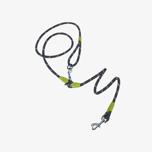 AquaTrail™ Leash heavy duty adjustable hands free climbing rope dog leash with dual metal carabiners in black