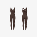 CloudBloom™ Suit ribbed scalloped cross back activewear unitard in brown