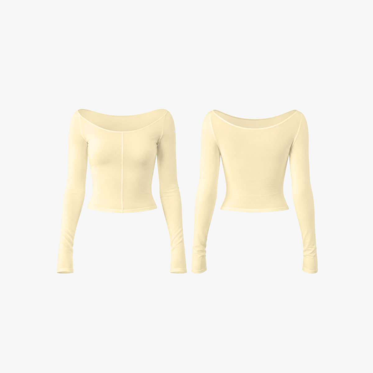 The Palm AirSkin Top vibrant four-way stretch cropped long sleeve top in yellow front and back view