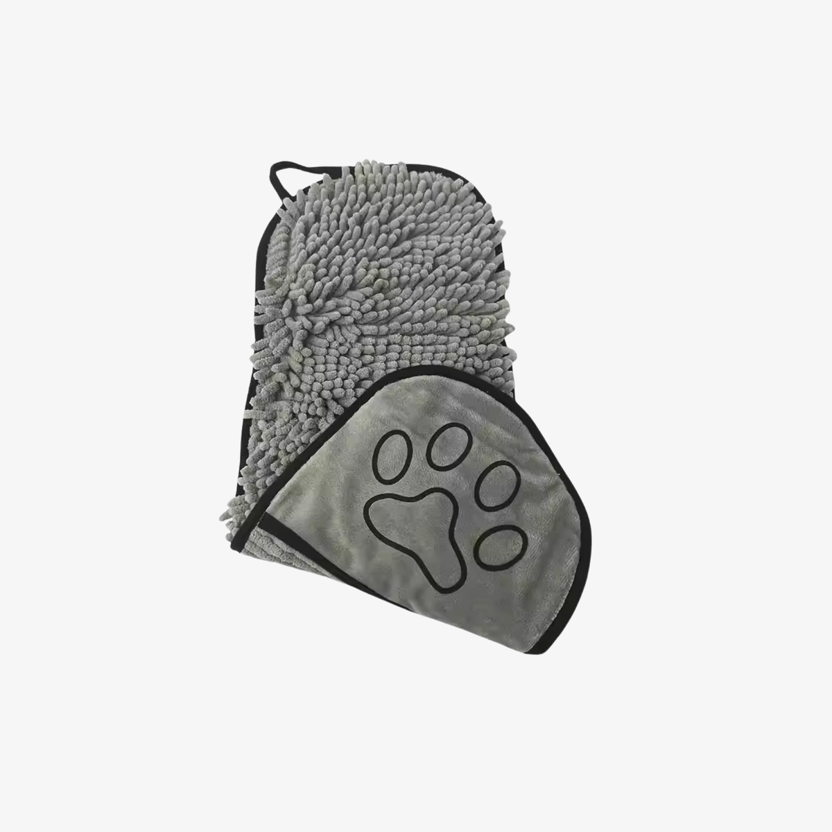 Paw Towel chenille microfiber pet drying towel with hand pockets in grey by The Palm