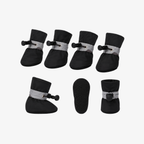 Set of 4 black winter boots for dogs with non-slip sole and drawstring locks by The Palm